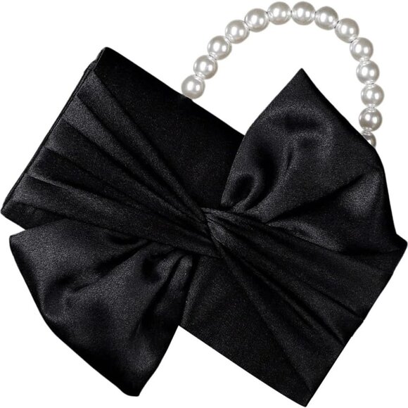 Women's Satin Evening Bag Bow Clutch Purse Formal Party Handbag